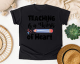 Teaching Is A Work Of Heart Pencil graphic tee in Black