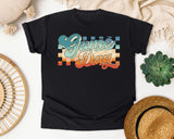 Game Day Retro Stripes graphic tee in Black