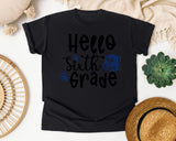 Hello Sixth Grade Backpack graphic tee in Black