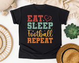 Eat Sleep Football Repeat Heart graphic tee in Black