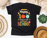 Happy 100 Days Of School Apple Clock graphic tee in Black
