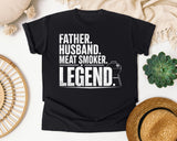 Father Husband Meat Smoker Legend White graphic tee in Black