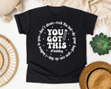 You Got This Test Day White graphic tee in Black