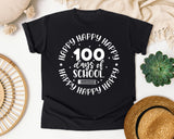 Happy Happy Happy 100 Days Of School White graphic tee in Black