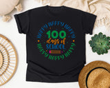 Happy Happy Happy 100 Days Of School Grey 2 graphic tee in Black