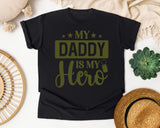 My Daddy Is My Hero White 4 graphic tee in Black