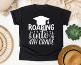 Roaring Into 4th Grade White 2 graphic tee in Black