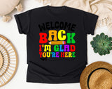 Welcome Back I'm Glad You're Here Bright Graphic Tee graphic tee in Black