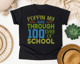 Poppin My Way Through 100 Days Of School Grey graphic tee in Black