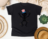 Patriotic Skeleton Dancing graphic tee in Black