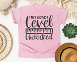3rd Grade Level Unlocked Grey graphic tee in Blossom