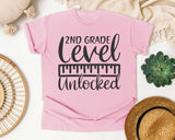 2nd Grade Level Unlocked Grey graphic tee in Blossom