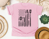 BBQ Tools American Flag Grey graphic tee in Blossom
