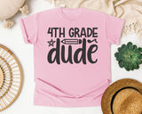 4th Grade Dude White graphic tee in Blossom