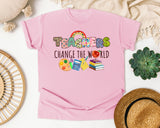 Teachers Change The World graphic tee in Blossom