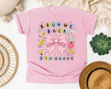 Bruh We Back 5th Grade Bow Graphic Tee graphic tee in Blossom