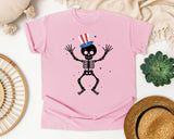 Patriotic Skeleton Dancing graphic tee in Blossom