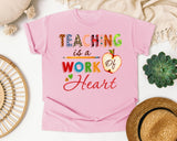 Teaching Is A Work Of Heart graphic tee in Blossom