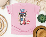 Raccoon In Uncle Sam Hat graphic tee in Blossom