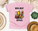 Beer Meat Repeat Brown graphic tee in Blossom