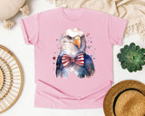Eagle With Patriotic Bow Tie graphic tee in Blossom