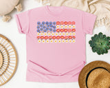 Floral American Flag Grey graphic tee in Blossom