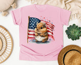 Hamster With American Flag graphic tee in Blossom