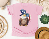 Eagle With Flag Hat graphic tee in Blossom