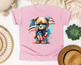Bear With American Flag graphic tee in Blossom