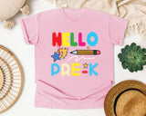 Hello Pre-K Pencil graphic tee in Blossom