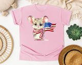 Mouse With American Flag graphic tee in Blossom