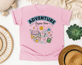Adventure Begins Here Doodle graphic tee in Blossom