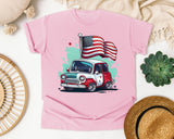 Classic Car With Flags graphic tee in Blossom