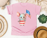 Mouse Holding American Flag graphic tee in Blossom
