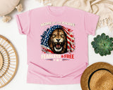 Home Of The Brave Fearless And Free graphic tee in Blossom