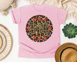 1776 Leopard Circle graphic tee in Blossom
