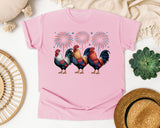 Patriotic Roosters Fireworks graphic tee in Blossom