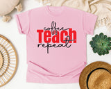 Coffee Teach Repeat graphic tee in Blossom