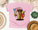 USA Hot Dog Character graphic tee in Blossom
