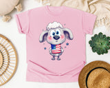 Patriotic Poodle Puppy graphic tee in Blossom