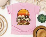 Teaching Tiny Humans Retro Sunset graphic tee in Blossom