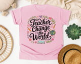 Teacher Change The World graphic tee in Blossom