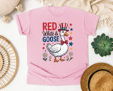 Red White And Goose graphic tee in Blossom