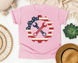Patriotic Gear And Wrenches graphic tee in Blossom