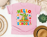 Hello School Alligator graphic tee in Blossom