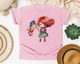 Girl With American Flag graphic tee in Blossom
