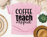 Coffee Teach Repeat Bold graphic tee in Blossom