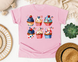 Patriotic Cupcakes Pink graphic tee in Blossom