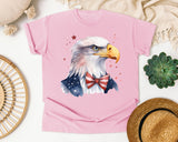 Eagle With Flag Bow Tie graphic tee in Blossom