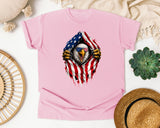 Eagle Ripping Flag graphic tee in Blossom